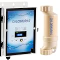 CHLORWORKS Salt Chlorine Generator- Salt Water Pool Chlorinator System up to 40K Gallon Swimming Pool, Easy Operation, 1 Year Warranty
