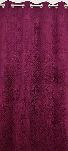 Image of Homefab India 2 Piece Velvet Window Curtains - 5 feet, Wine