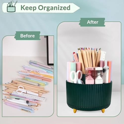 Skydue 360 Degree Rotating Desk Organizer, Dual-Purpose Pencil Pen Holder For Desk, Rotating Desk Pen Organizer With 5 Slots thumb #4