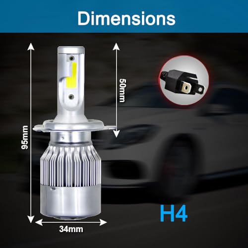 Image of H4 /9003 /HB2 LED Headlight Bulbs Universal C6 LED Car H4 All in One White Light Bulb 3800LM 36W LED Car Headlight Conversion Kit (Pack of 2) for Headlight (C6)
