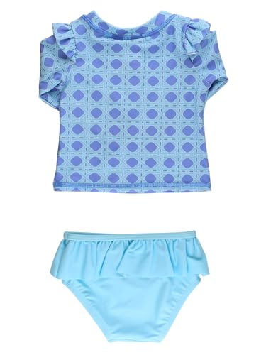 Image of RuffleButts Baby Girls Modern Skirted Rash Guard Bikini - UPF 50+ Sun Protection Swimsuit
