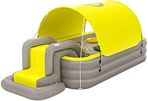 Juegos Hinchable Tobogán Juegos Piscinas Jardín Agua Verano Juguetes Piscina para Bebés Extra Grandes para Interiores y Exteriores Piscina Hinchable para Niños 2 a 6 Años,Yellow-3M