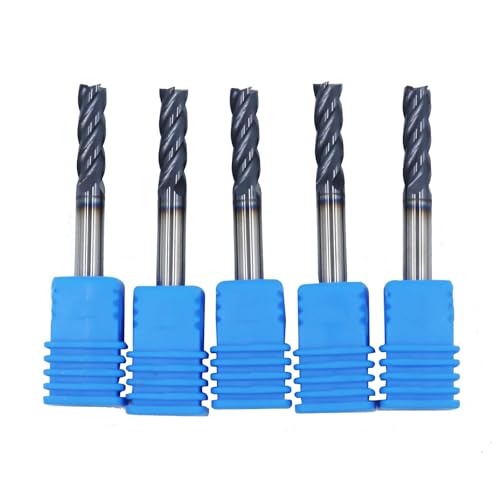 Image of 5Pcs 3 /16in Solid Carbide End Mills,4 Flute, 30 Degree Helix Bits Tool for Medium Hardness Steel, Brass, Iron