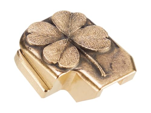 NDZ Performance 3D Engraved Slide Cover Back Plate for Sig P365 P365X P365 XL P365 X Macro P365 Fuse in 9mm .380, Solid Brass Construction, P365 Accessories - 4 Leaf Clover