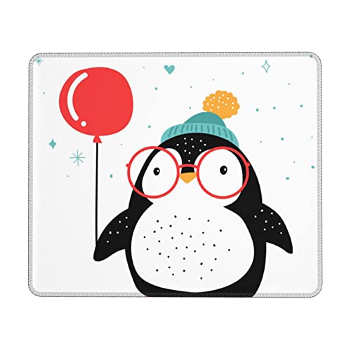 マウスパッド 小型 ペンギン 眼鏡 風船 白 雪 まだら オフィス ウスパッド 240x200x3o ゴム底 光学マウス対応 滑り止め 耐久性が良い おしゃれ かわいい 防水 学生、仕事、ゲーミング最適 適度な表面摩擦