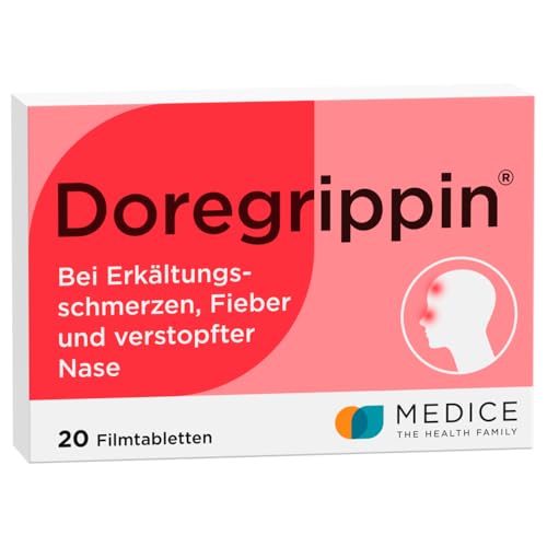 Doregrippin Tabletten 20 Filmtabletten bei Erkältungsschmerzen & verstopfter Nase - senkt das Fieber - für Kinder ab 11 Jahren