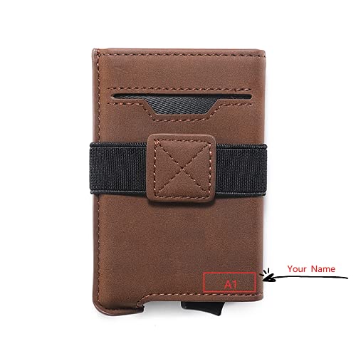 Mini kaarthouder portemonnee heren clip - creditcardhouder met RFID-blokkering met geldhouder in geschenkdoos - RFID-portemonnee kaarthouder, Bruin - Image 4