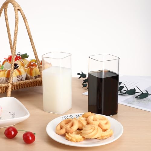 SEWACC 2er-pack Quadratische Trinkgläser, 400 Ml/14 Oz, Dünnwandig, Hoch, Quadratisch, aus Borosilikatglas, für Wasser, Milch, Saft, Kaffee, für Den Täglichen Gebrauch zu Hause, Mikrowellengeeignet