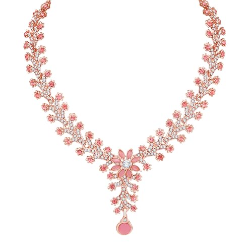 Image of Atasi International Diamond Necklace Jewellery Set for Women with Earrings and Maang Tikka for Wedding, Party, Engagements & Festivals