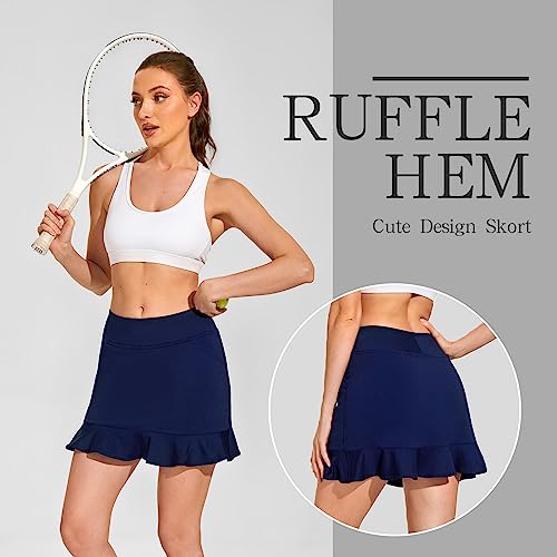 Image of M MOTEEPI Women's Golf Skorts with Pockets High Waisted Tennis Skirt for Women Built-in Shorts 2026 Summer Ruffle Swim Skirt