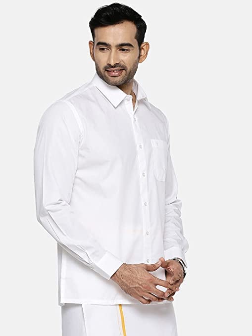 Image of RAMRAJ COTTON Men Full Sleeve Shirt | Prestigious Fit | Elegant Daily Formal Wear