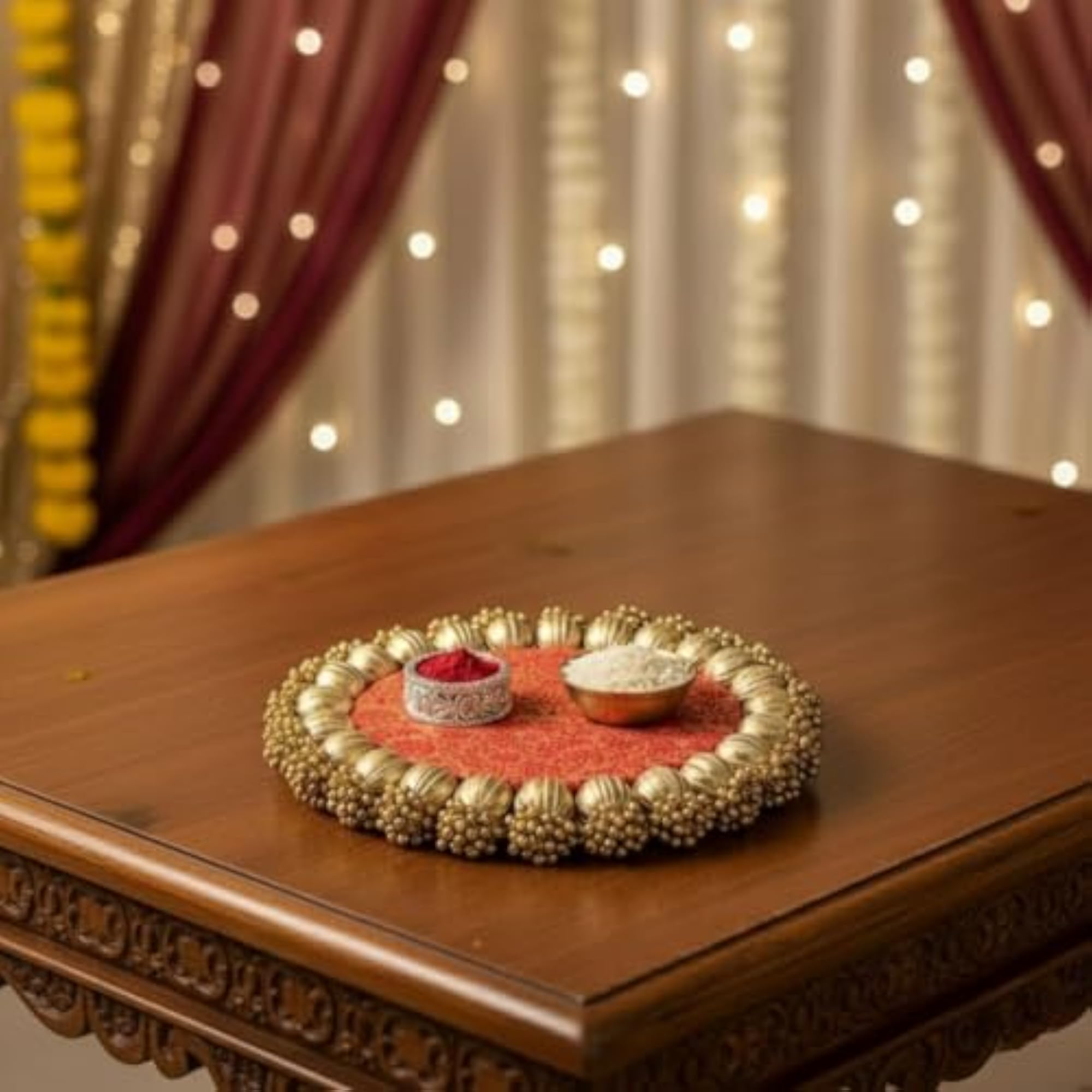 1 Pc Jhumki Platter with Gota Patti & Golden Moti