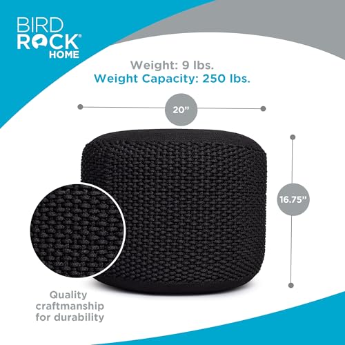 image for BIRDROCK HOME Outdoor Pouf Ottoman | Hand Woven Waterproof Foot Stool 