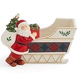 Spode Christmas Tree Collection Santa Sleigh Candy Jar | 8 Inch Christmas Candy Storage Jars - Fine Dolomite | Candy Containers | Figural Santa Sleigh Candy Jar