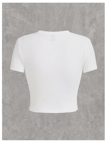 Women's Lip Print T Shirts Short Sleeve Crewneck Fitted Crop Tops Graphic Tee2