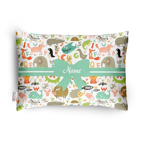Image of Personalized Pillow for Kids a€ inch Custom Name, Super Soft Cotton Kids Cushion for Infants & Toddlers, 1 Month to 5 Year Olds, Adorable Prints