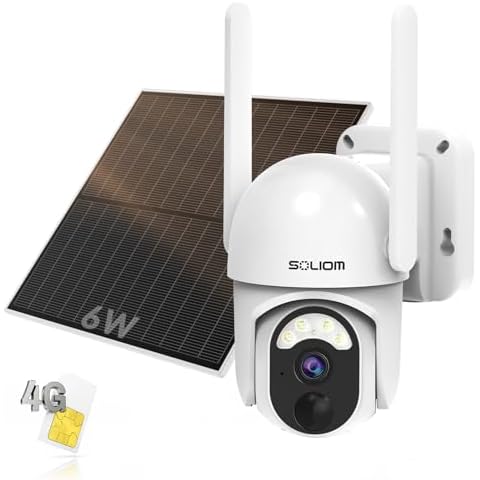 SOLIOM S40R-LTE Cellular-Security-Camera with Binding SIM Card, Solar Security Cameras Wireless Outdoor Mini Pan Tilt 355°View with 2K Resolution Video, Spotlight Night Vision, Motion Detection Cover