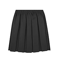 MISHOO Girls School Uniform Skirt, Elasticated Waistbend, Girls Formal Dress Skirts Back to School Box Pleated Round Elasticated Skirts (UK, Age, 15 Years, 16 Years, Regular, Standard, Black)