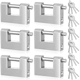 Blulu 6 Pack Heavy Duty Lock for Shipping Container with Stainless Steel Keys Stainless Steel D-Shaped Padlock for Garage Door, Shed, Storage Unit, Locker, and Warehouse (80 mm)