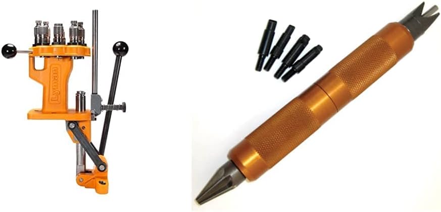 Lyman All American 8 Turret Press for Reloading (orange, silver, One Size) and Lyman 7777800 Case Prep Multi Tool