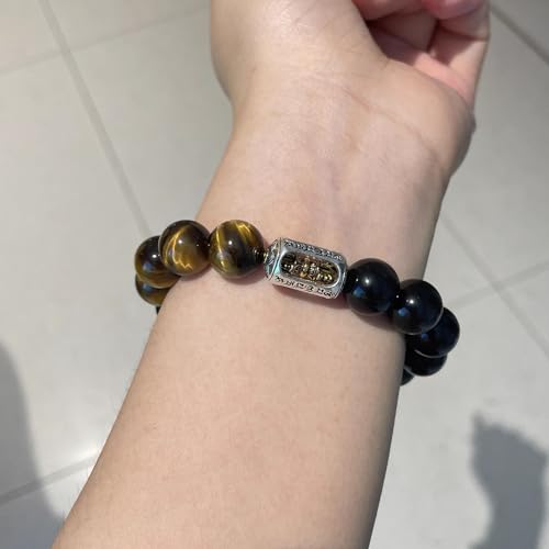 Pulsera de cristal y cuentas de obsidiana elástica para regalos 3