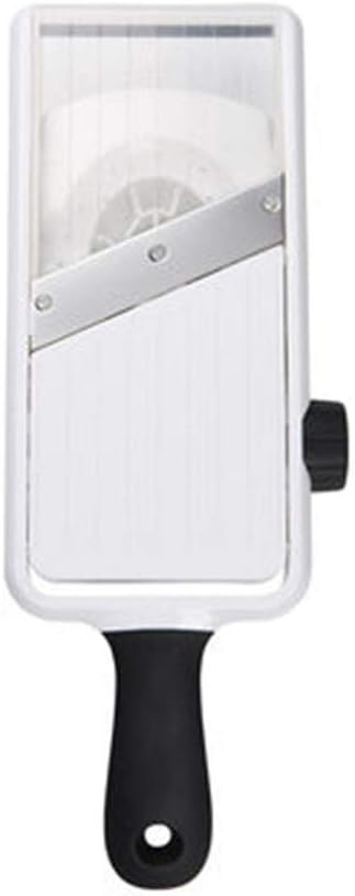 Safety Handheld Vegetable Slicer Adjustable Thickness Side Rotation Knob Translucent Visible Ramp Non-Slip Notch Design Easy to Operate