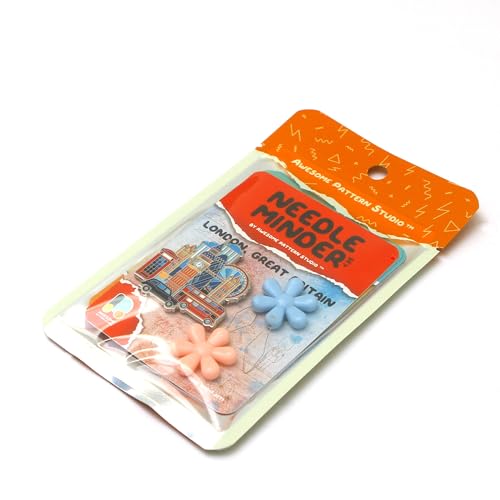 Image of Awesome Pattern Studio Needle Minder Set - London Magnetic Needle Minder + 2 Needle Threaders. Enamel Pin for Cross Stitch, Embroidery and Craft