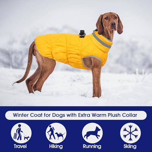 Image of FUAMEY Dog Winter Coat Fleece Warm Large Dog Coat with Harness Built in