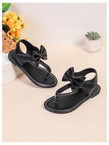 Verdusa Girl's Summer Bow Sandals Vacation Open Toe Ankle Strap Flat Thong Sandals4