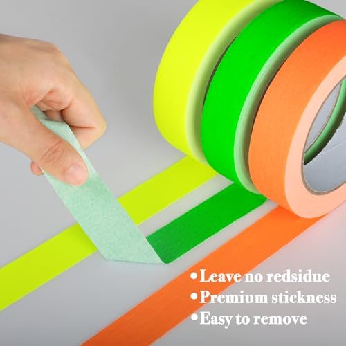 Image of GEYYANG Spike Tape, 6 Pack Fluorescent Gaffers Tape 1inch x 20 Yards, Bright Neon Tape Colors, Multipurpose for Theater, Stage & Floor Marking, Increase Safety & Visibility