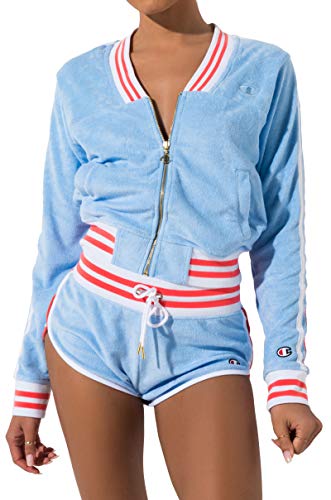 Champion LIFE Terry Cloth Warm Up Jacket Ocean Front Blue XS