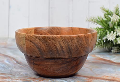 Edhas Handmade Round Acacia Wood Small Bowl For Serving Pasta And Almonds Or Cashew Set Of 3 Wood Bowl (6" X 6" X 2.75") #TOP3