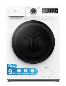 Midea Freestanding 9 KG Front Load Washing Machine Slim,A-10% Class,Steam Wash,Turbo Quick Wash,Durable Inverter BLDC,1400 RPM,White-MF110W90BA10/W-UK
