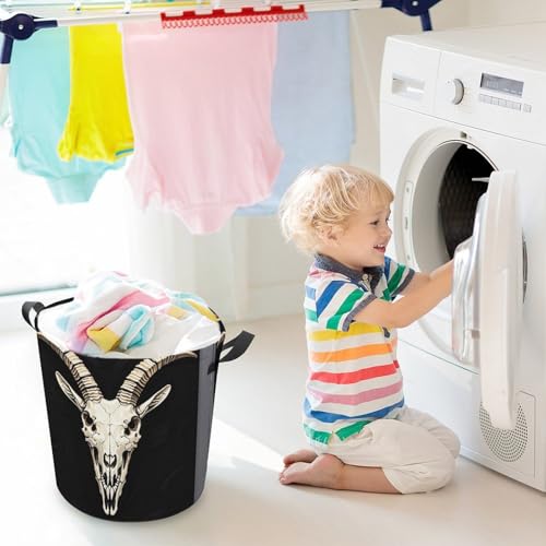 Panier à linge haut de gamme style gothique avec crâne de bouc - 7