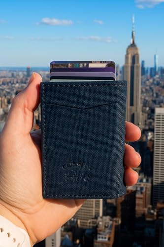 RFİD ÖZELLİKLİ PATLI MEKANİZMALI CÜZDAN KARTLIK -DOKULU SUNİ DERİ (LACİVERT) - Görsel 3