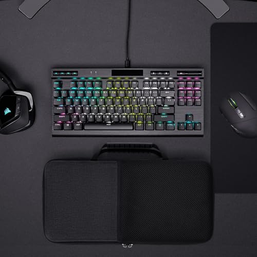 Image of GEEKRIA TKL Keyboard Hard Shell Case, Compatible with 8BitDo Retro 87, RK Royal KLUDGE M87, Keychron V3 Max TKL, Travel Carrying Bag for 87 Key Gaming Keyboard and Mouse Combo (Dark Gray)