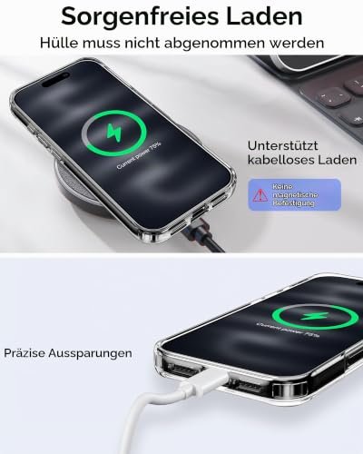 HOOMIL Hülle für iPhone 18 Pro/iPhone 17 Pro, Anti-Vergilbung, Transparent – Ansicht 5
