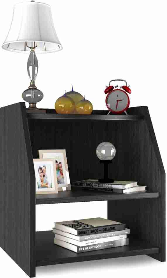 NIKITA WOOD Sheesham Wood Bed Side Nightstand Lamp Table with 3 Open Shelf Storage for Bedroom Home (Wenge Finish)-image-16
