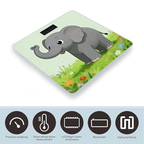 Báscula digital para baño gris Elephant con pantalla grande miniatura 3