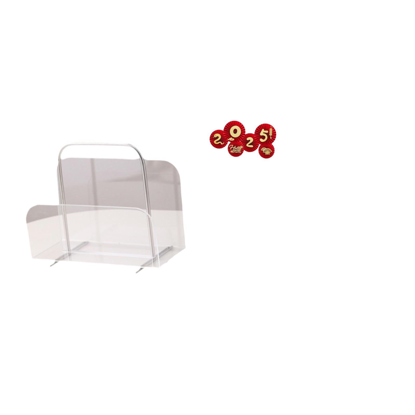 Acrylic Book Rack Organizer for journals and Brochures with Chinese New Year Paper Fan Decorations for Spring Festival Celebration Reception-image-14