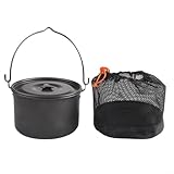 Aluminium-Topf zum Kochen im Freien, 4 l Fassungsvermögen und leichtes Design für Camping-Enthusiasten (schwarzer Deckel)