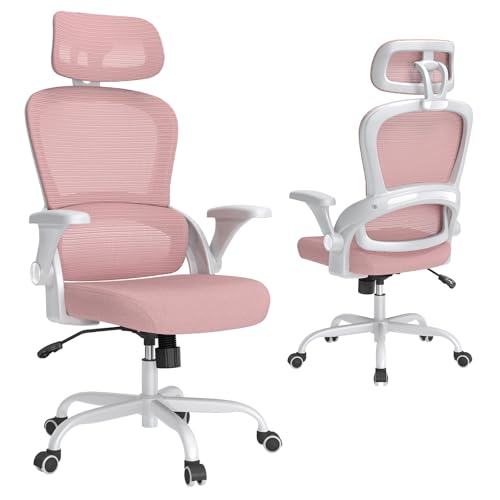TRALT Ergonomic Office Chair, Office Chair, Gaming Chair with Adjustable Headrest, Lumbar Support, Home Office, Desk Chair, Computer Chair for Large People, Mesh Chair, 150 kg, Black