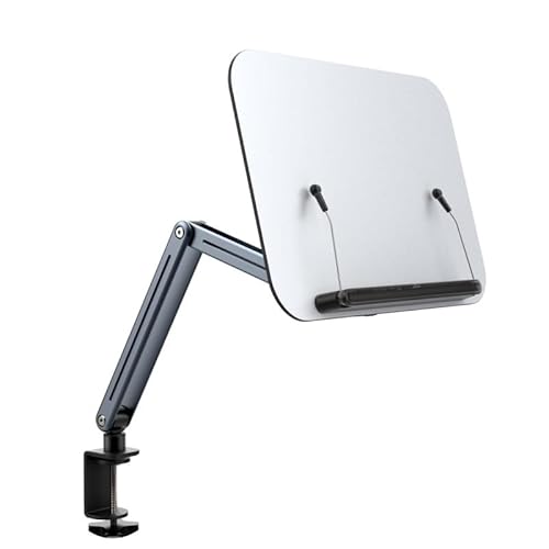 EKLMCFS Carbon Steel Aluminum Book Stand 360 Degrees Reading Rack Plastic Panel Holder(Silver)