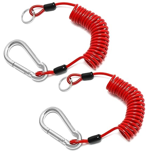 Performore Breakaway Trailer Cable - Heavy Duty Steel Wire Coiled Safety Cables Strap for RV Towing Trailer - Stainless Steel Spring Towing Coil for Enhanced Durability - Extends up to 6ft (2 Pack)