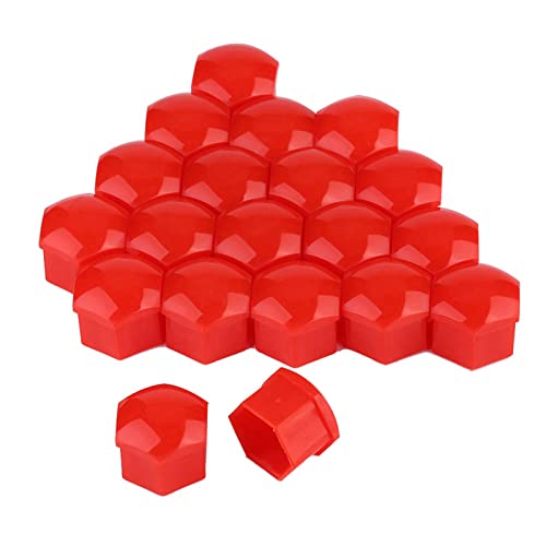 Image of 19mm Wheel Nut Covers, 20-Pack Red Lug Bolt Caps Hub Screw Protectors for