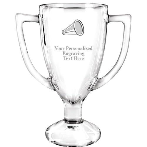Image of Crown Awards 7 inch Custom Engraved Cup Trophy, Personalized Glass Cup Award with Your Text