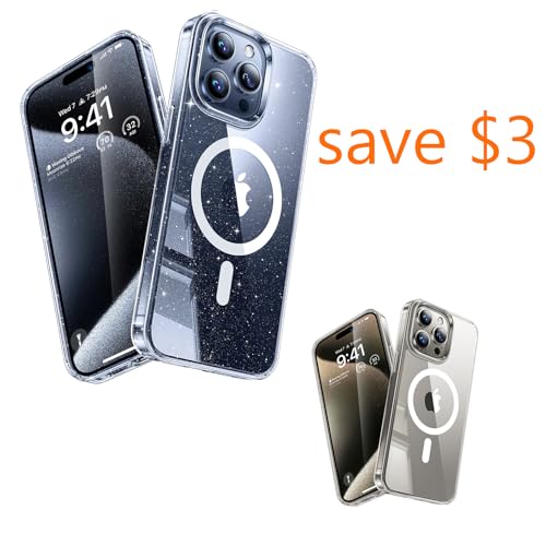 TORRAS Designed for iPhone 15 Pro Max Case for Glitter Clear Version & Crystal Clear Version