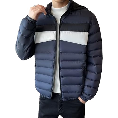 Men's Color Block Hooded Puffer Winter Jacket