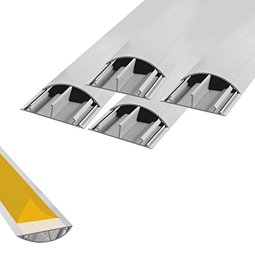 Fussboden TV Kabelkanal selbstklebend 4x 1 m grau 50 x 12 mm TV Kanal Wand Boden Fußboden Kabelbrücke halbrund rund 4 Stück ARLI