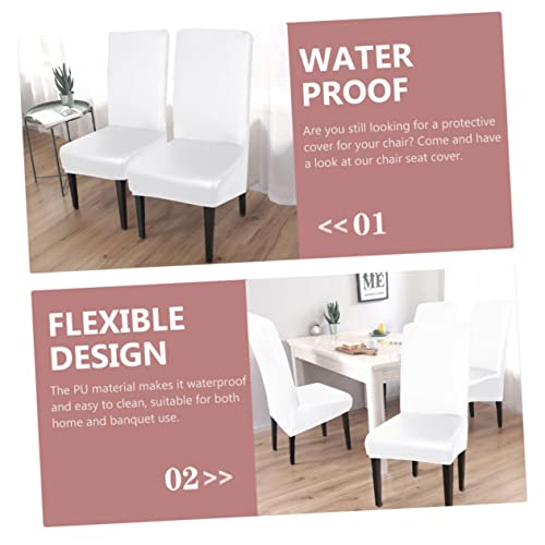 Housses de chaise élastiques en PU blanc imperméables antitaches salle à manger lot de 4 - 6